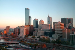 Sunrise over Melbourne city