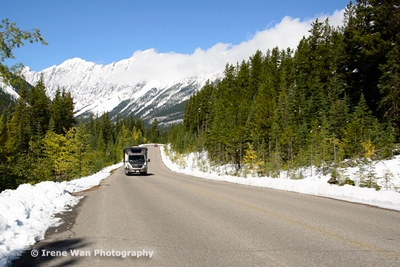 Scenic road drive in Jasper National Park